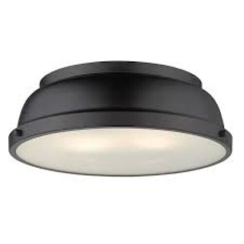 🔥Golden Lighting 3602-14 Duncan 14"W Flush Mount Ceiling Fixture - Black🔥