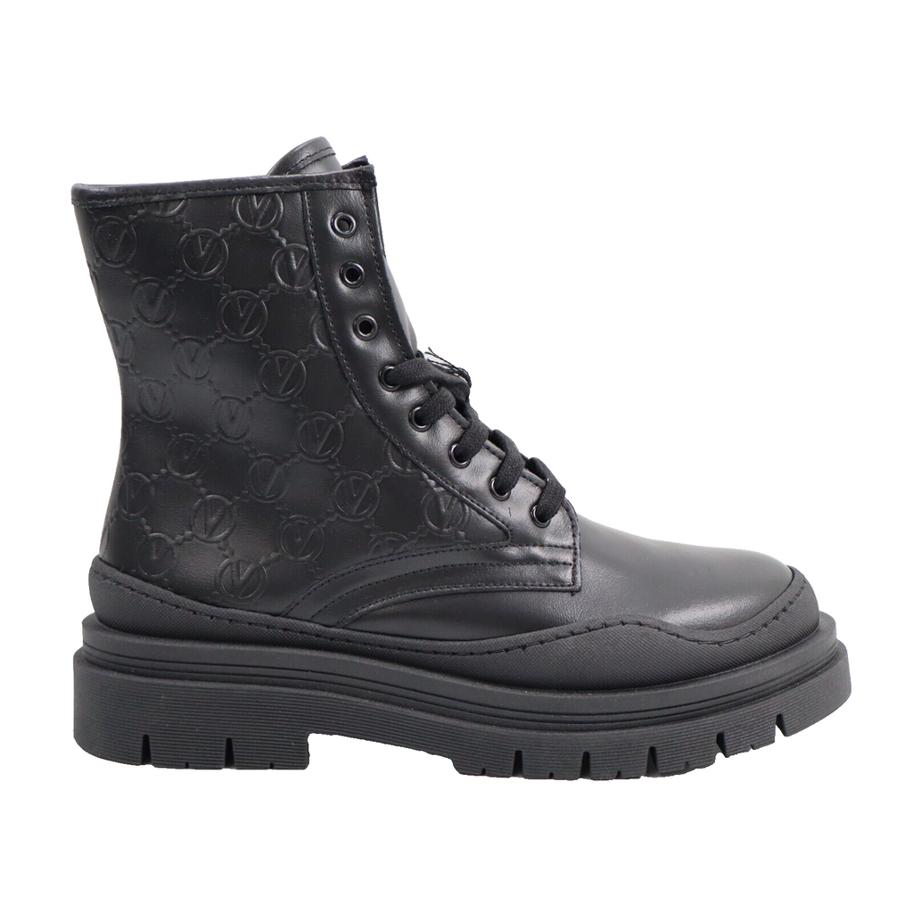 Valentino by Mario Valentino Ivana Womens Leather Combat Boot Black 9US MSRP$639