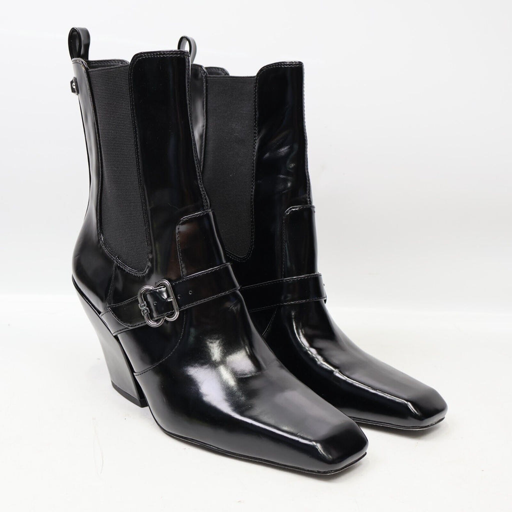 🔥Sam Edelman Suzette Buckle Western Square Toe Bootie, Black Patent, 9.5US $99