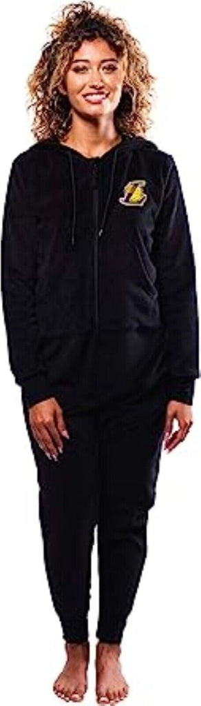 Ultra Game NBA Women's Sleepwear Super Soft Fleece Pajama Hooded Jumpsuit