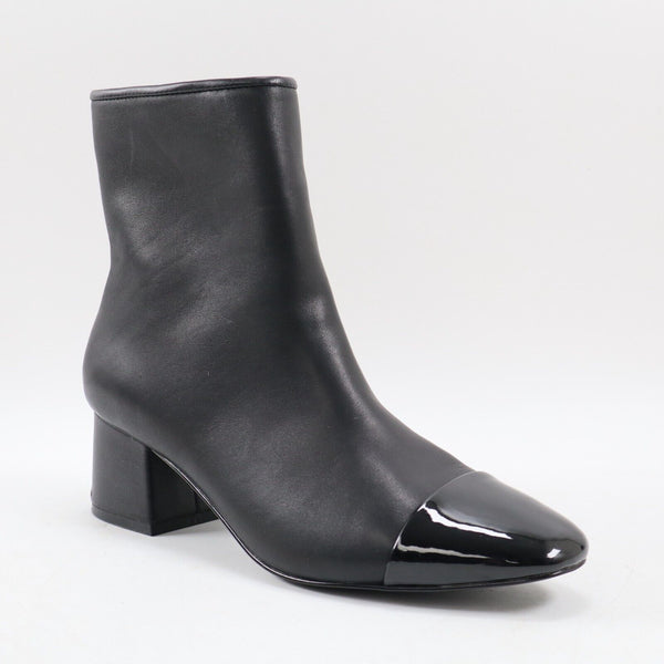 🔥Steve Madden Eiffel Cap Toe Block Heel Bootie, Black Leather 8US MSRP$150🔥