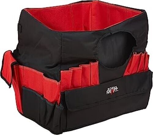 School Smart Large Caddy Organizer, 16 x 14 x 13-1/2 Inches, 43 Pockets, Black/R