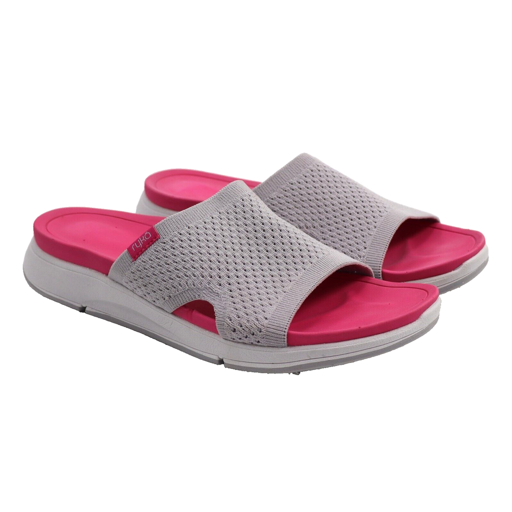 🔥Ryka Womens Triumph Flat Slide Sandals, Gray Knit, 7.5US/38EU, MSRP $70🔥