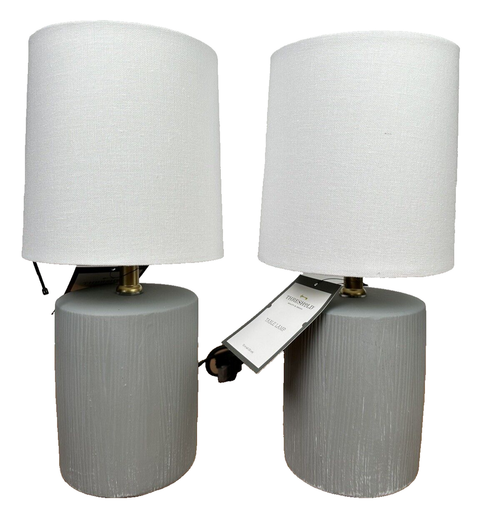 🔥2 X Threshold Grey White Table Lamps 13 inch Modern Lighting Light SHIPS TODAY