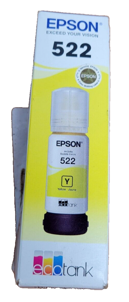 Epson 522 EcoTank Yellow Ink Bottle T522420S Genuine Original OEM Sealed OPEN BX