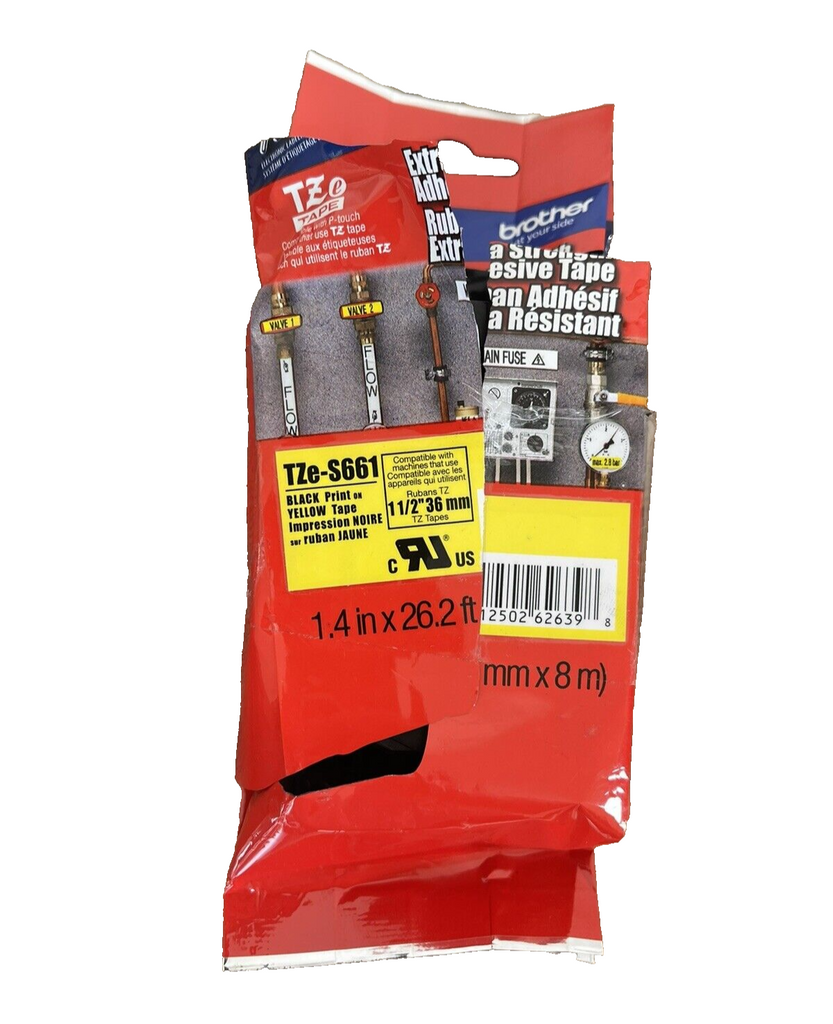 🔥Brother Laminated Extra-Strength Black on Yellow 1 1/2 Inch Tape🔥