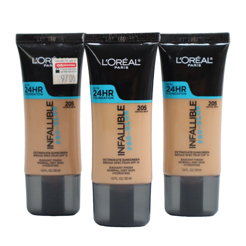 🔥3 X L’Oreal Paris Infallible Pro Glow Foundation 205 Natural Beige SHIPS NOW🔥