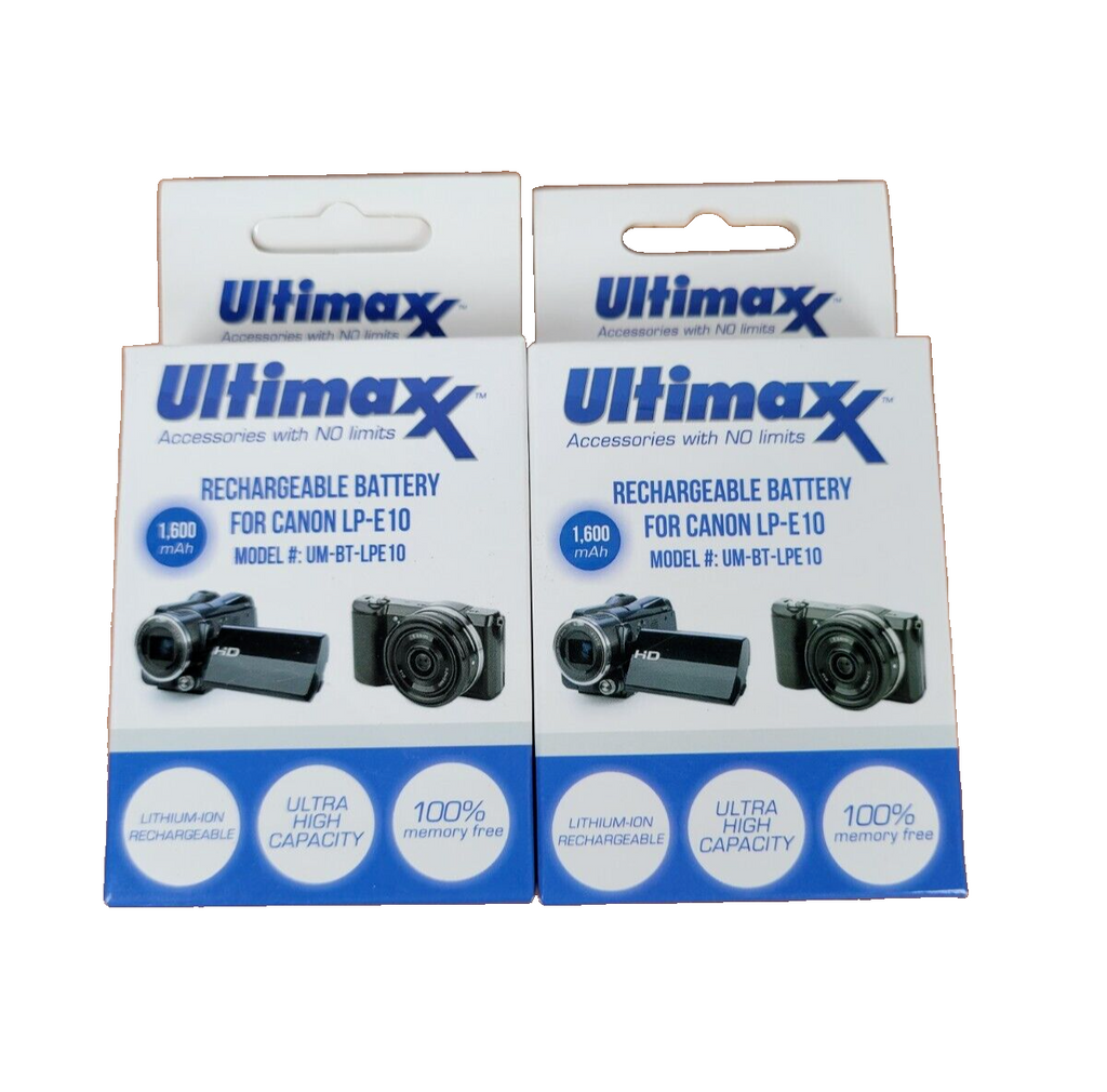 🔥ULTIMAXX Replacement Battery for Canon LP-E10 LPE10 - 1600mah -TWO PACK🔥