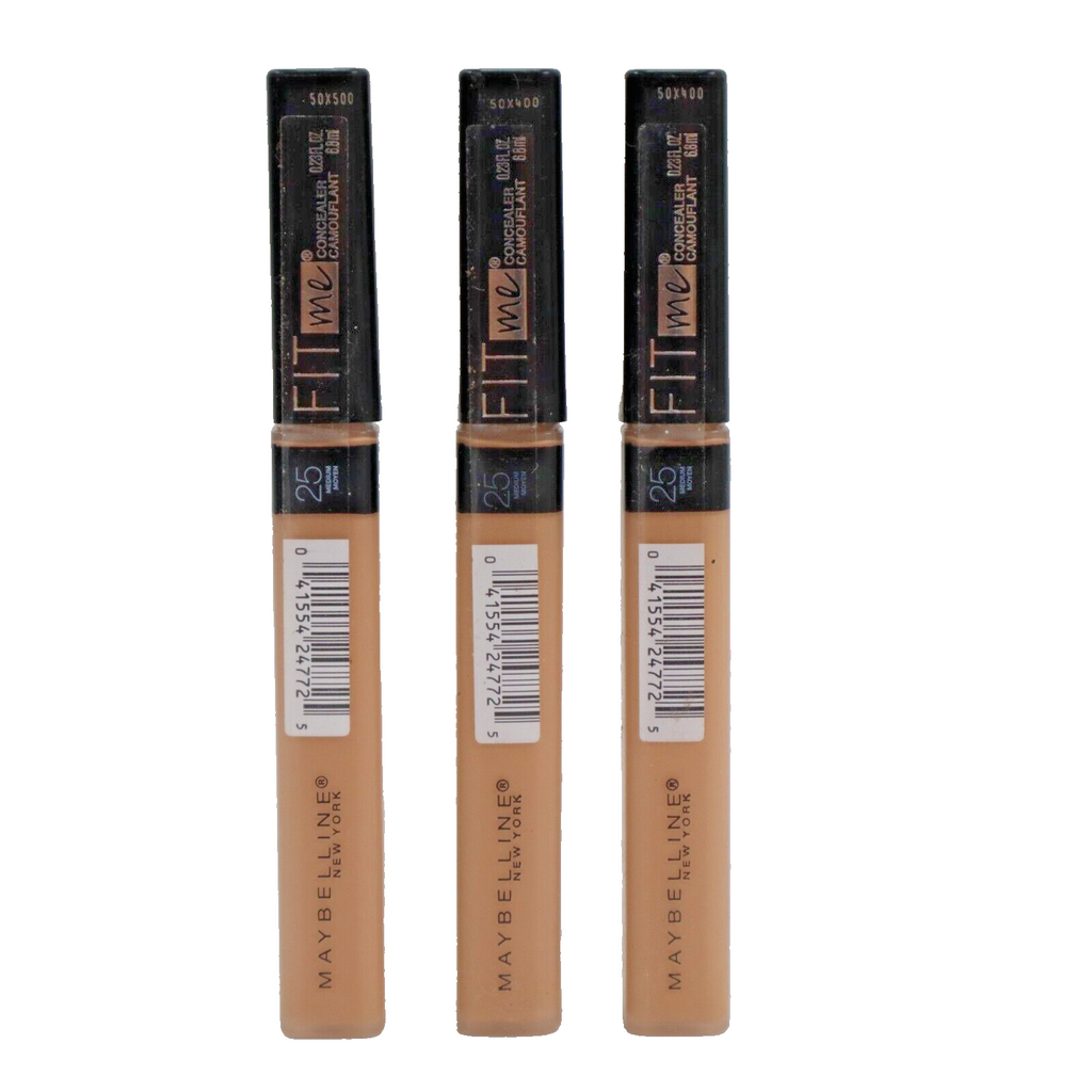 3 x Maybelline New York Fit Me Concealer #25 Medium Ful 0.23 fl oz NEW SHIPS NOW