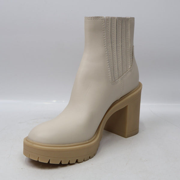 🔥Dolce Vita Caster H2O Waterproof Lug Sole Heeled Ankle Boot, Ivory Leather 9US