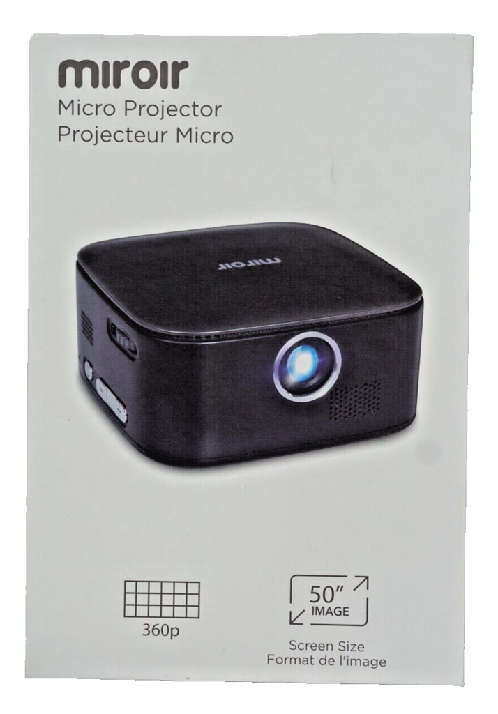 Miroir M75 Portable Projector, Grey 50 Inch Picture LED Built-In HDMI & Speakers