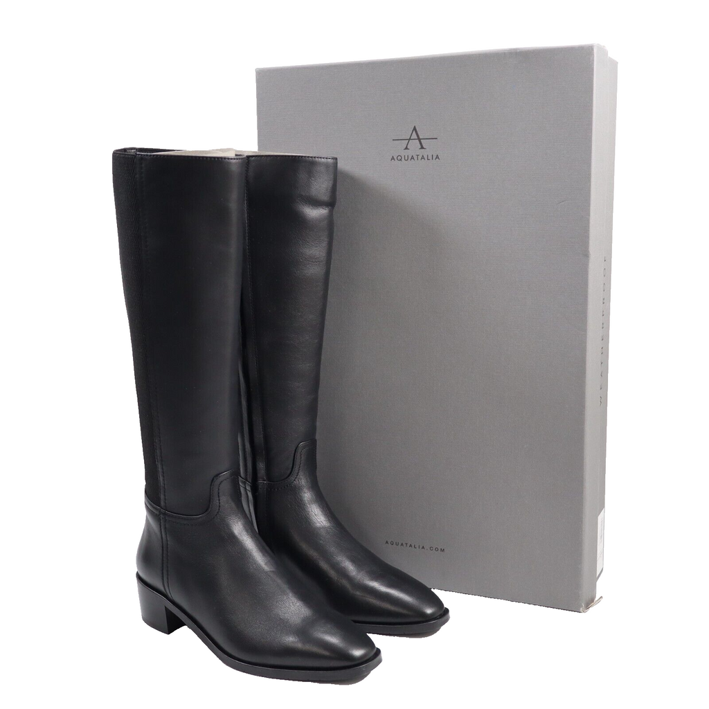 🔥NEW Aquatalia Ricarda Leather Riding Boots, Black, 7.5US/38EU, MSRP$625🔥
