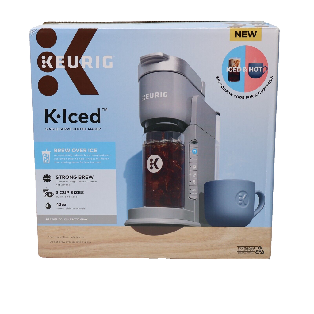 ☕Keurig K-ICED 42oz Single Serve Coffee Maker Brews Hot and Cold Arctic Gray🧊