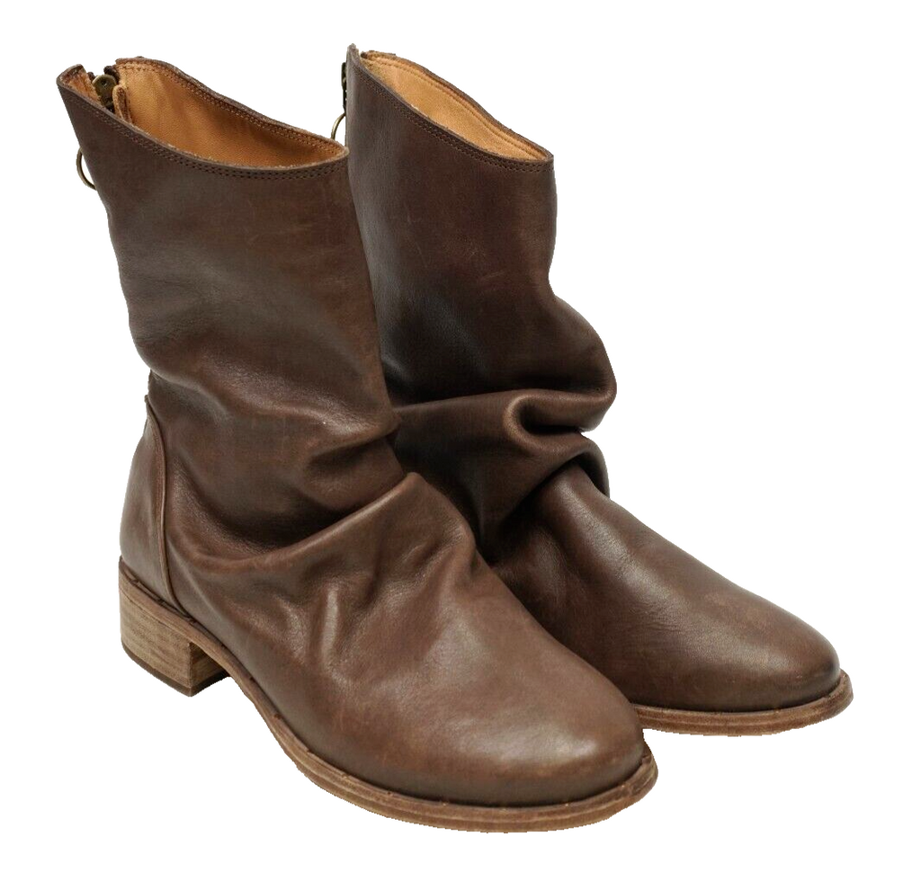 🔥NEW Beek Ostrich Slouchy Mid Calf Boots, Chocolate Brown Leather, 9US MSRP$425