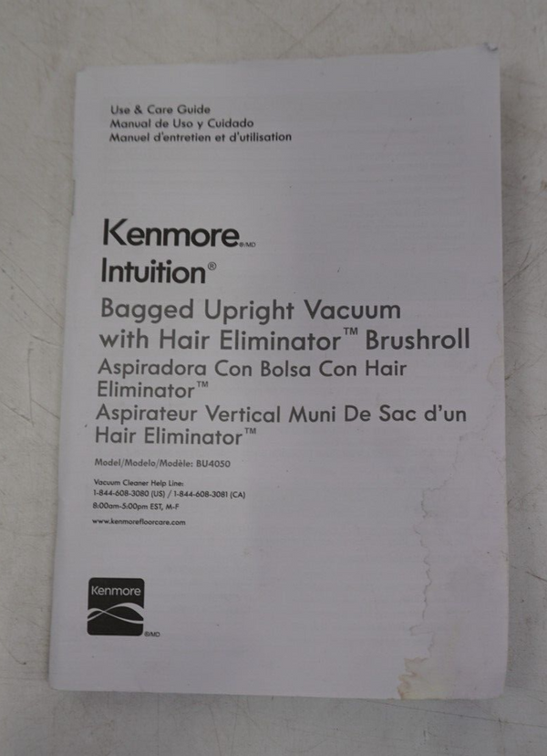Kenmore BU4050 Intuition Bagged Upright Vacuum, Lift Up Cleaner NO ACCESSORIES