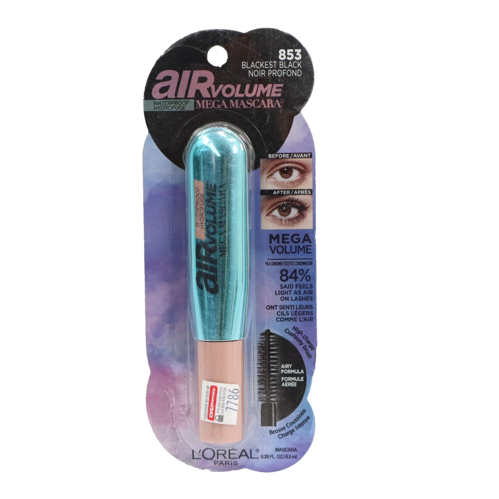 🔥NEW L'Oreal Air Volume Waterproof Mega Mascara 853 Blackest Black 0.28oz🔥