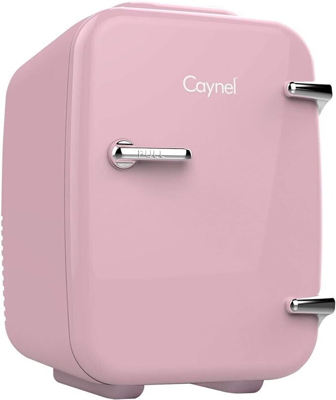 Mini Fridge, 4 Liter/6 Can Portable Cooler and Warmer Personal Fridge, Pink