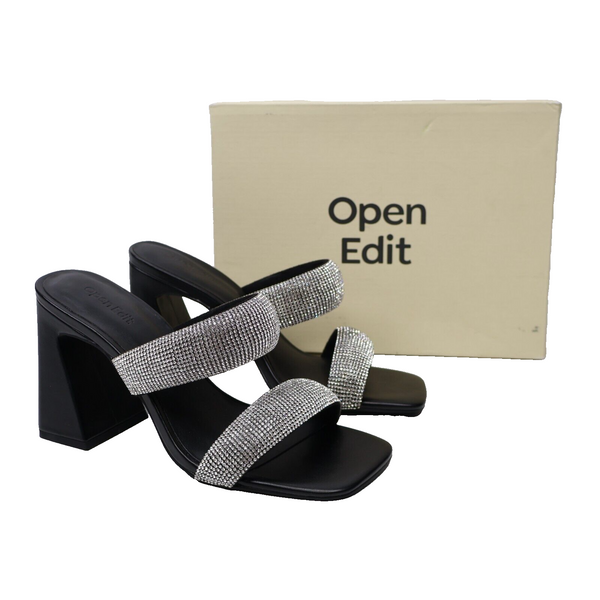 🔥Open Edit Women's Sasha Rhinestone Sandal, Black, 8.5US/38.5EU SHIPS NOW🔥
