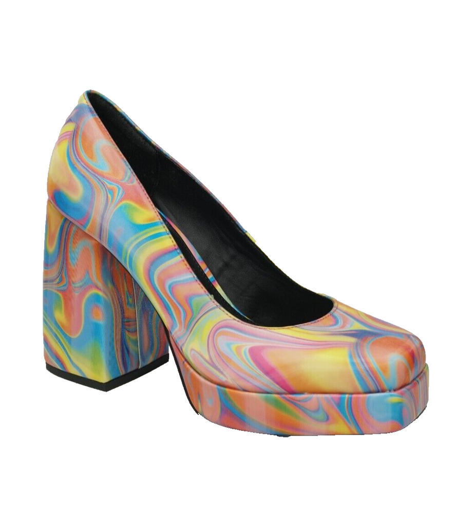 Katy Perry The Uplift Pump Square Toe Chunky Heels, Rainbow, 8.5US/39EU MSRP$109