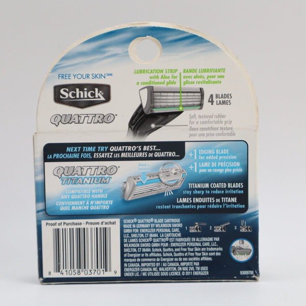 🔥NEW Schick QUATTRO Razor Refill, 4 Cartridges FAST FREE SHIPPING🔥