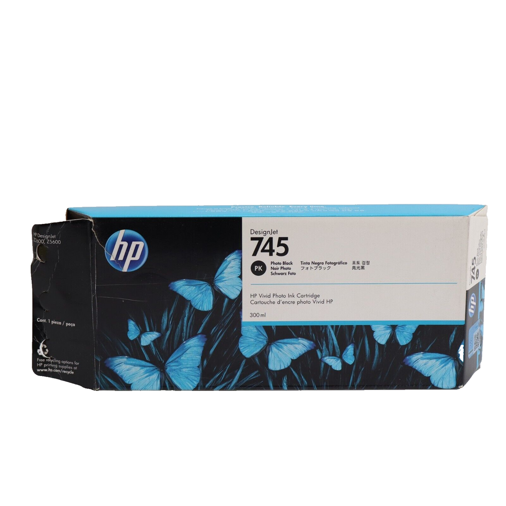 🔥NEW OPEN HP 745 Photo Black 300ml Ink F9K04A HP DesignJet Z2600 Z5600 Exp 6/23