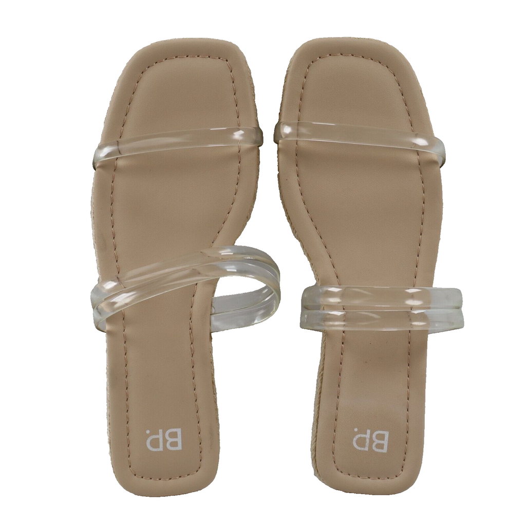 🔥NEW Nordstrom BP Viola Clear Strap Flat Slides Open Toe Sandals 8US SHIPS NOW