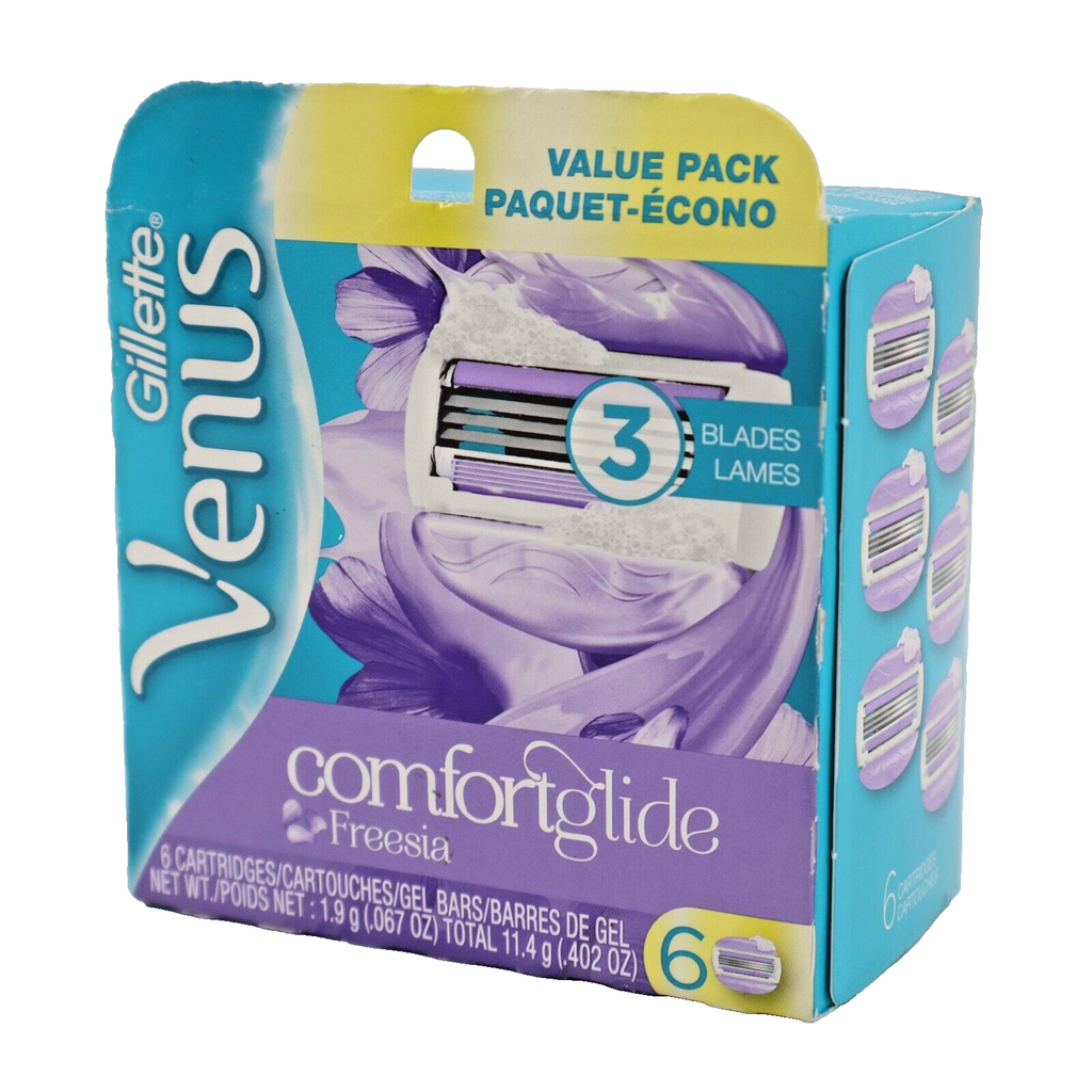 🔥NEW Gillette Venus Comfort Glide 3-Blade Freesia 6 Razor Cartridges Value Pack