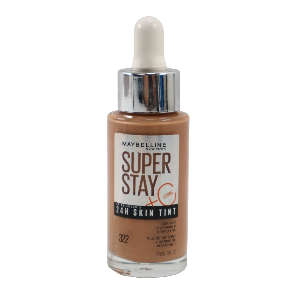 🔥NEW Maybelline Super Stay Skin Tint Foundation 24H w/ Vitamin C 1 fl oz #322🔥