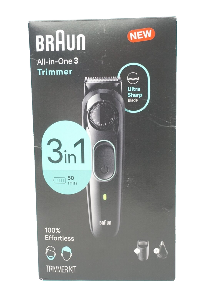 Braun All-in-One Style Kit Series 3 AIO3430 3-in-1 Trimmer Cordless Power OPEN