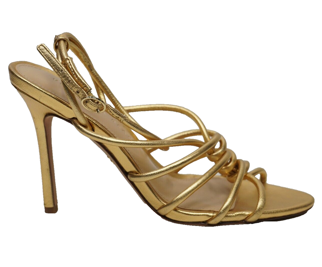 🔥NEW Veronica Beard Womens Aneesha Strappy Buckled Stiletto Heels, Gold, US 5🔥