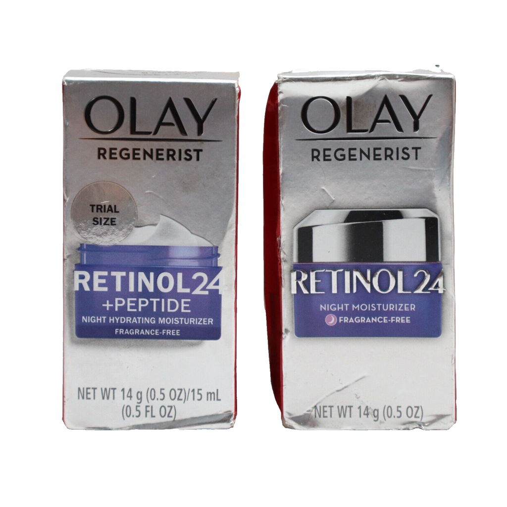 🔥2 PACK Olay Regenerist Retinol 24 + Peptide Night Moisturizer Trial Size 0.5oz