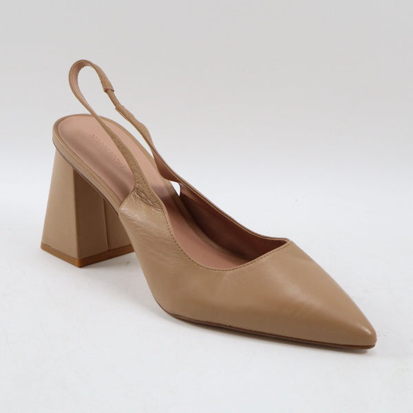 🔥NEW Nordstrom Polina Leather Pointed Toe Slingback Block Heels, Nude 8.5US🔥