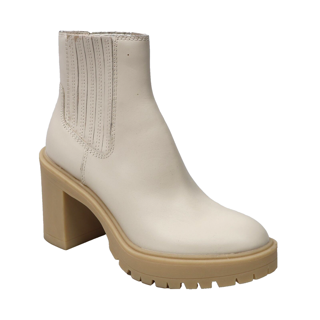 🔥Dolce Vita Caster H2O Waterproof Lug Sole Heeled Ankle Boot, Ivory Leather 9US