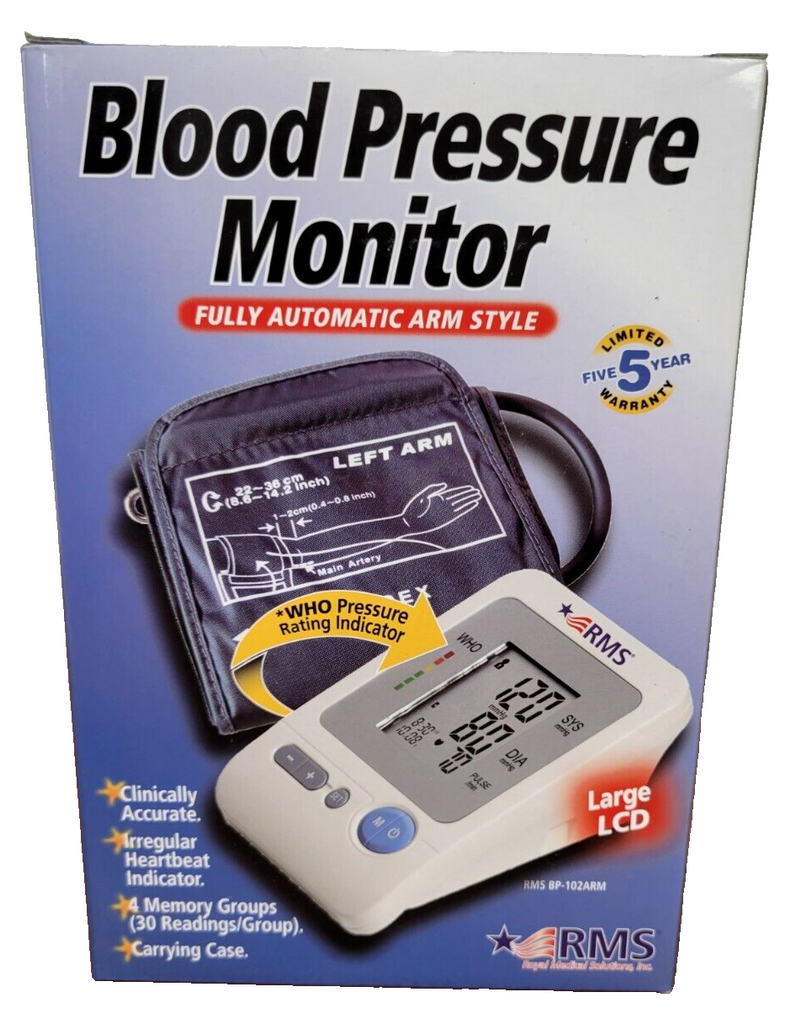 RMS BP-102ARM Approved Digital Automatic Arm Blood Pressure Monitor & Heart Rate