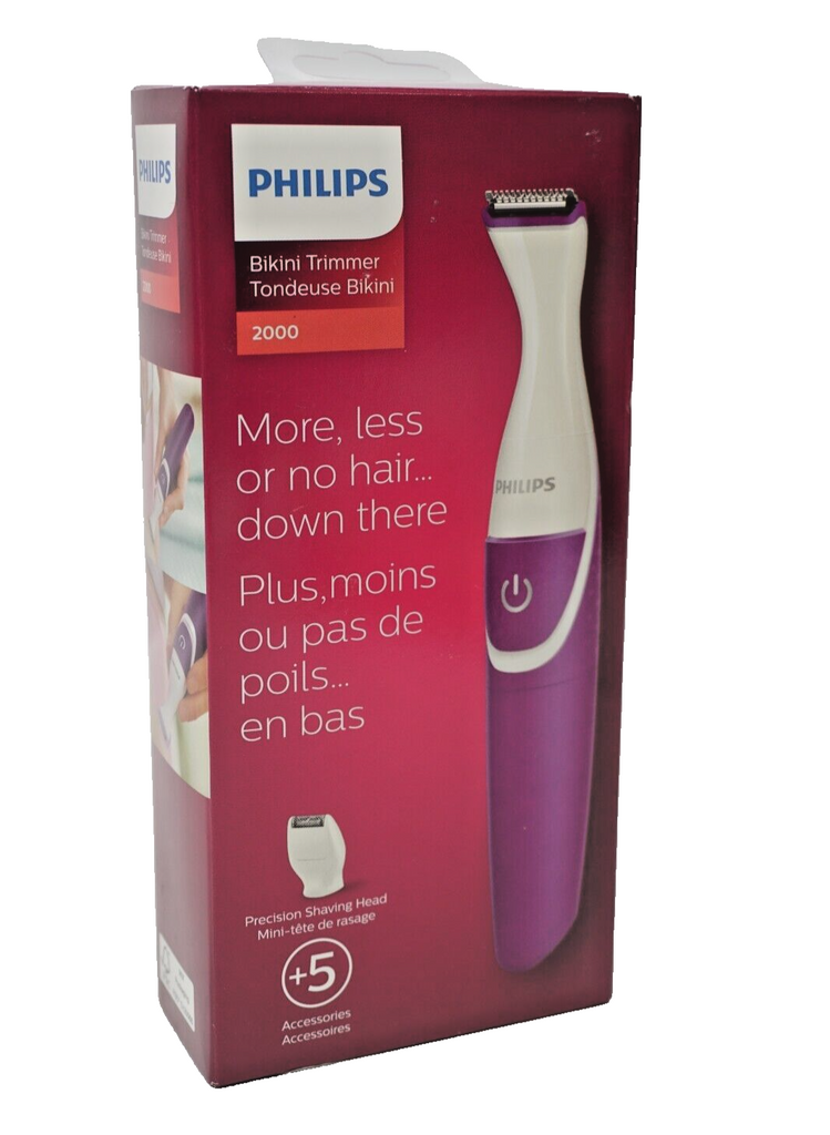 Philips Bikini Genie Cordless Trimmer with Shaving Head & Comb, BRT383/50 Purple
