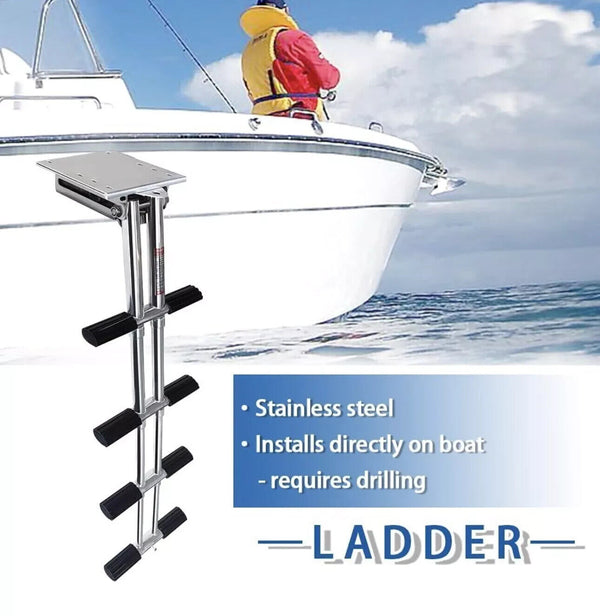 🔥4 Step Boat Ladder Stainless Steel Marine Sport Heavy Duty Diving Telescoping