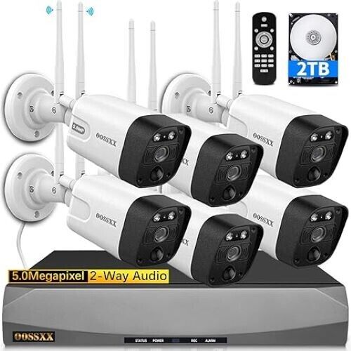 OOSSXX 5.0MP & PIR Detection 2-Way Audio, Dual Antennas Security Wireless Camera