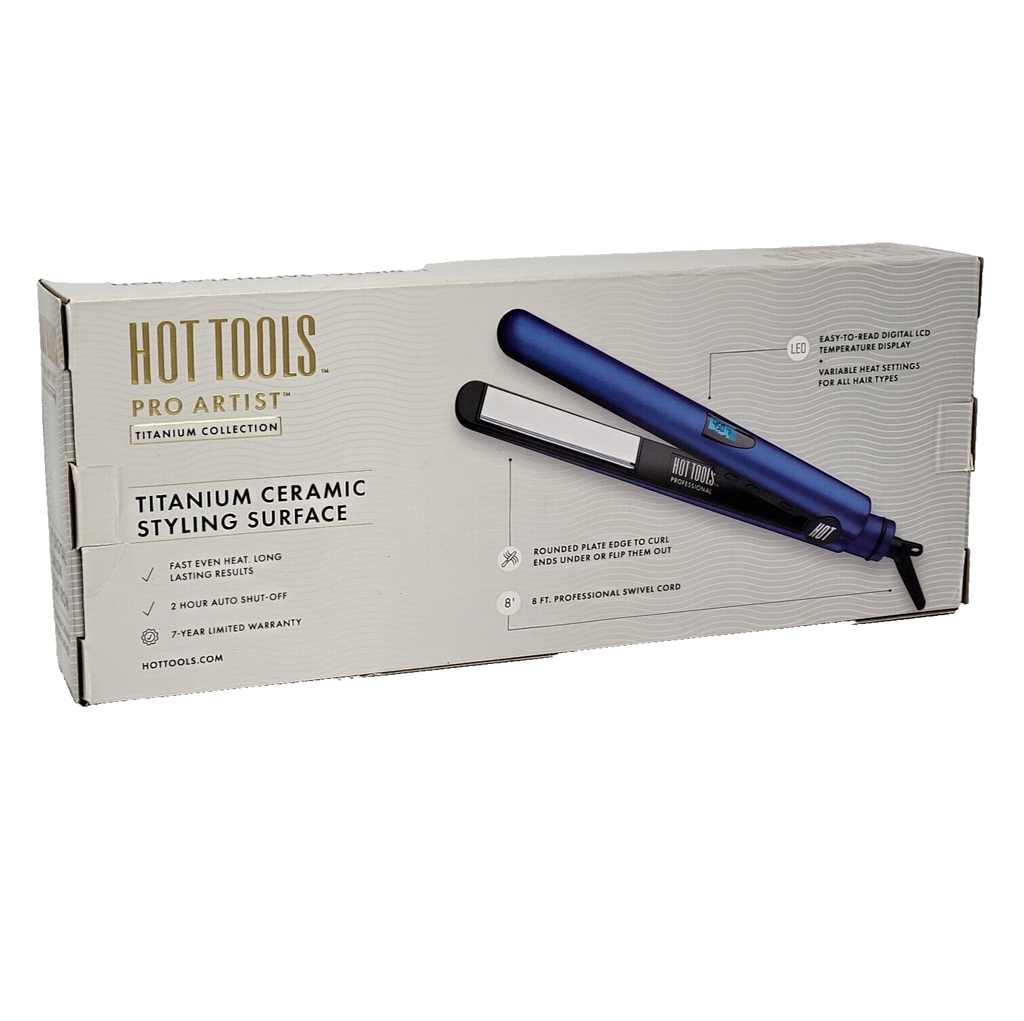 Hot Tools Professional Blue Micro-Shine Titanium Flat Iron, 1 Inch See Notes