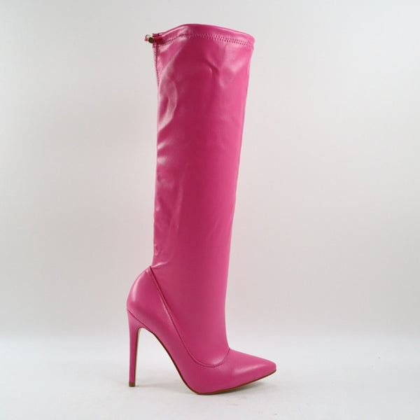 🔥NEW AZALEA WANG CRENN Knee-High Stiletto Stretch Boots, Pink 6.5US SHIPS TODAY