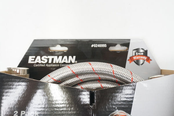 Eastman Washing Machine 6ft Hose Connector (2 Pack) Stainless Steel Hot/Cold NEW