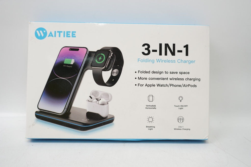 WAITIEE Wireless Charger 3 in 1, 15W Fast Charging Station for Apple Watch 9/8/U