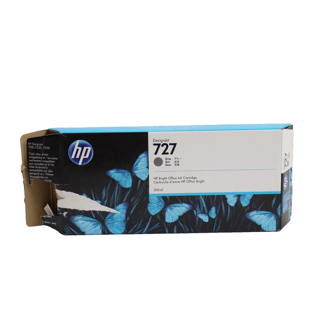 NEW OPEN HP 727 GENUINE Gray Ink Cartridge for DesignJet T930 T2530 F9J80A 1/23