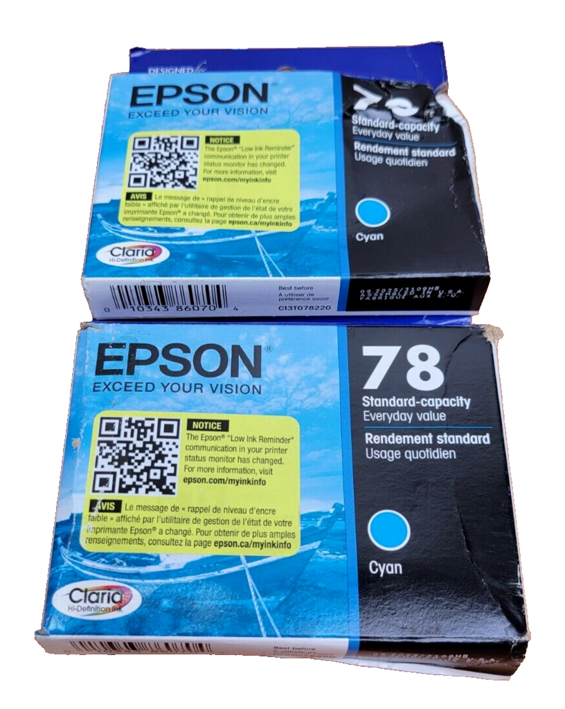 🖨️New Genuine Epson T078 Cyan Inkjet Cartridge Stylus 2 CARTRIDGES 🖨️