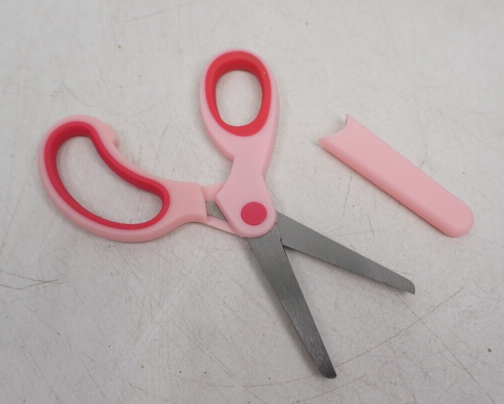 ✂️GENERIC (PINK) Kid's School Scissors, 6", ROUND POINT w/COVER 12 PACK✂️