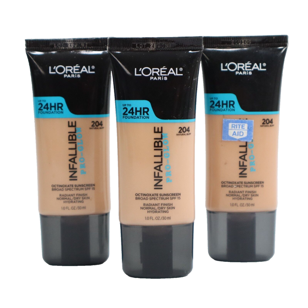 🔥3 X L’Oreal Paris Infallible Pro-Glow Foundation 204 Natural Buff SHIPS NOW🔥