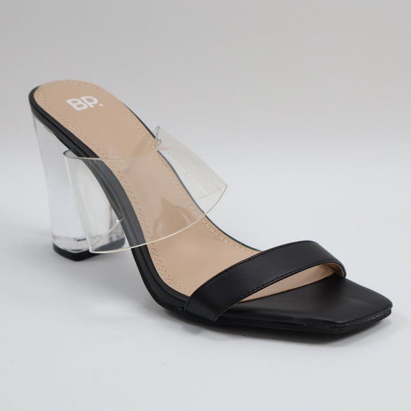 🔥NEW BP Naomi Block Clear Strap & Heel Slide Sandals, Black, 8.5US, MSRP$70🔥