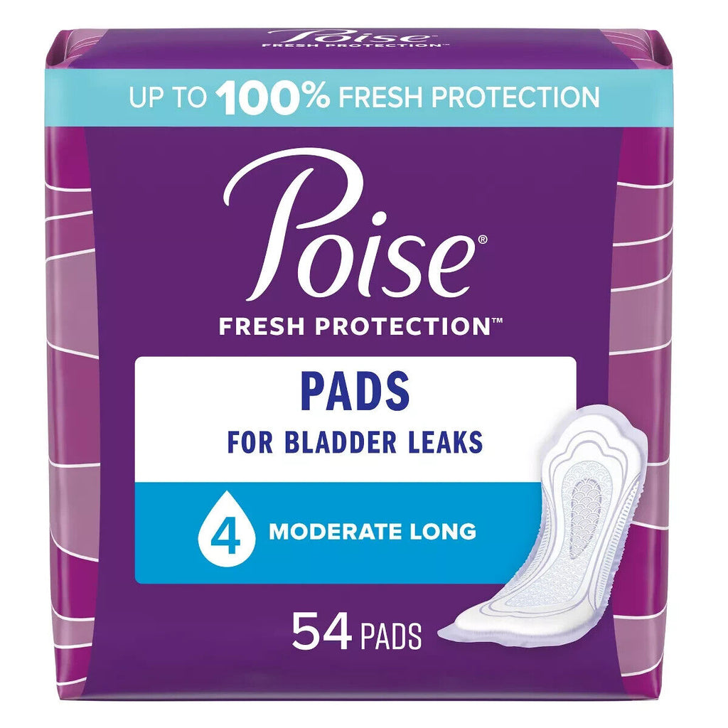 Poise Incontinence Pads for Women, 4 Drop, Moderate Absorbency, Long, 108Ct