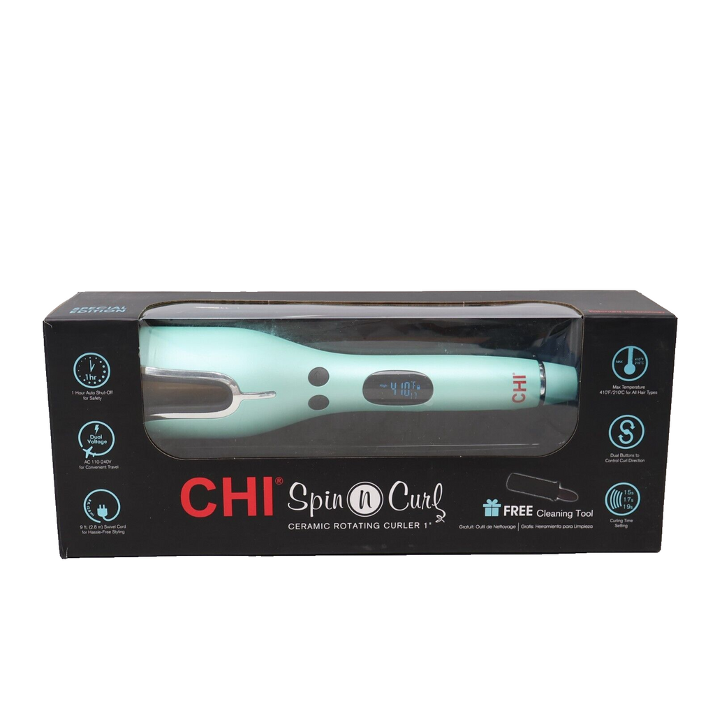 CHI Spin n Curl Curling Iron Special Edition Mint Green CA2357 Open Box No Tool