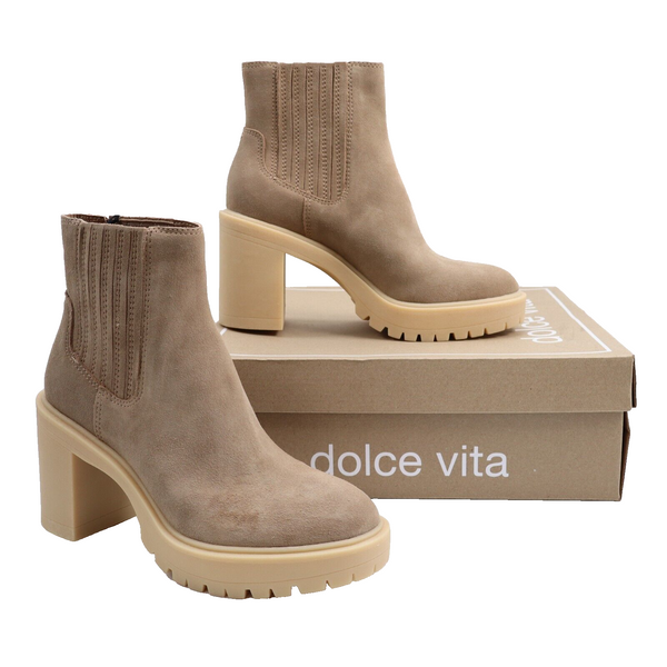 🔥Dolce Vita Caster H2O Waterproof Lug Sole Chelsea Heeled Ankle Boot Suede 8US