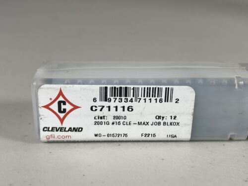 🔥12 X CLEVELAND C71116 Jobber Drill,#16,Vanadium HSS NEW FREE FAST SHIPPING🔥